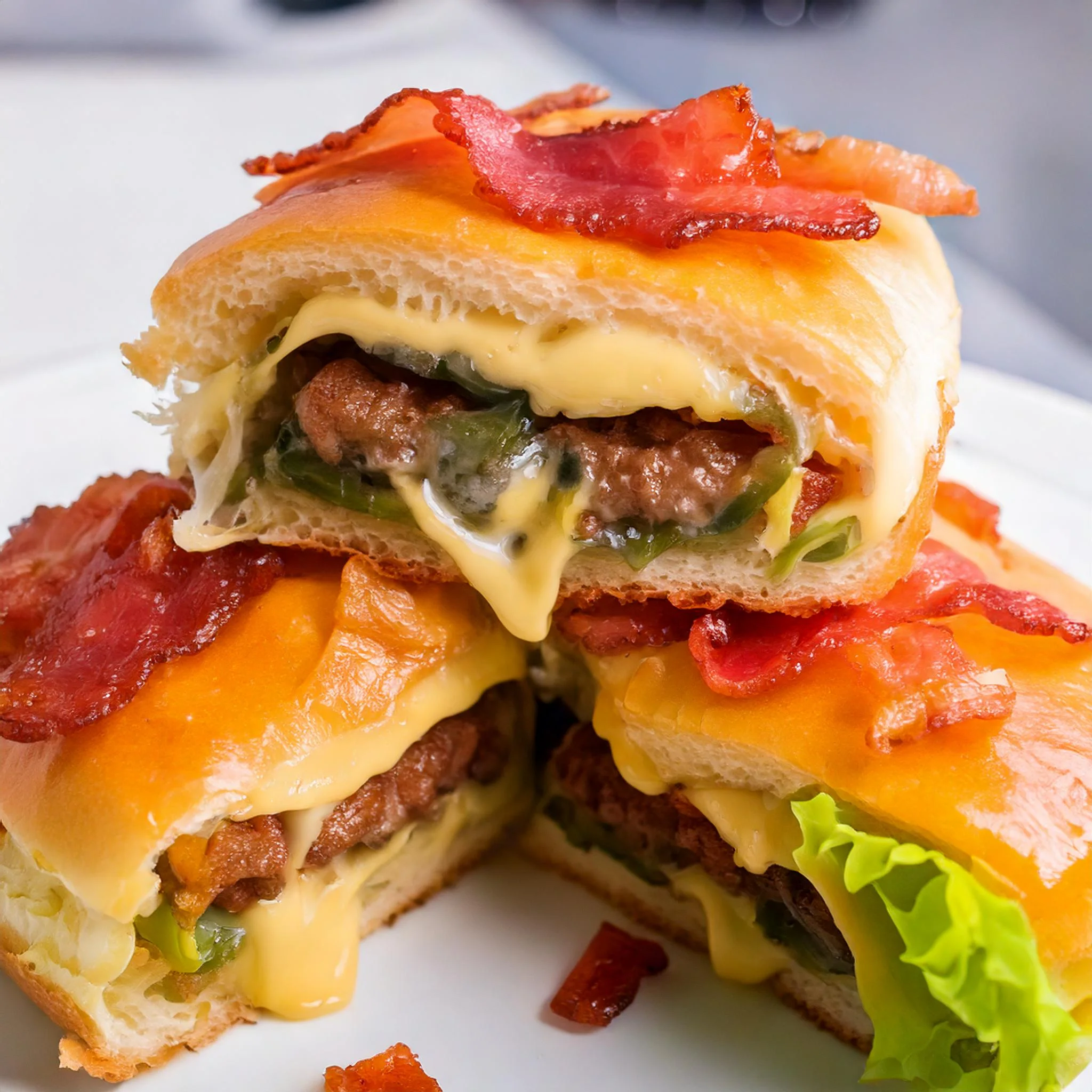 Garlic Butter Bacon Cheeseburger Roll-Ups