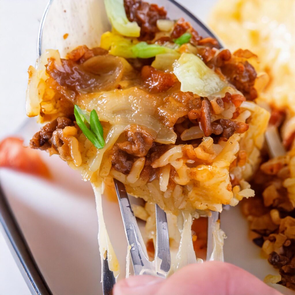 French Onion Ground Beef and Rice Casserole