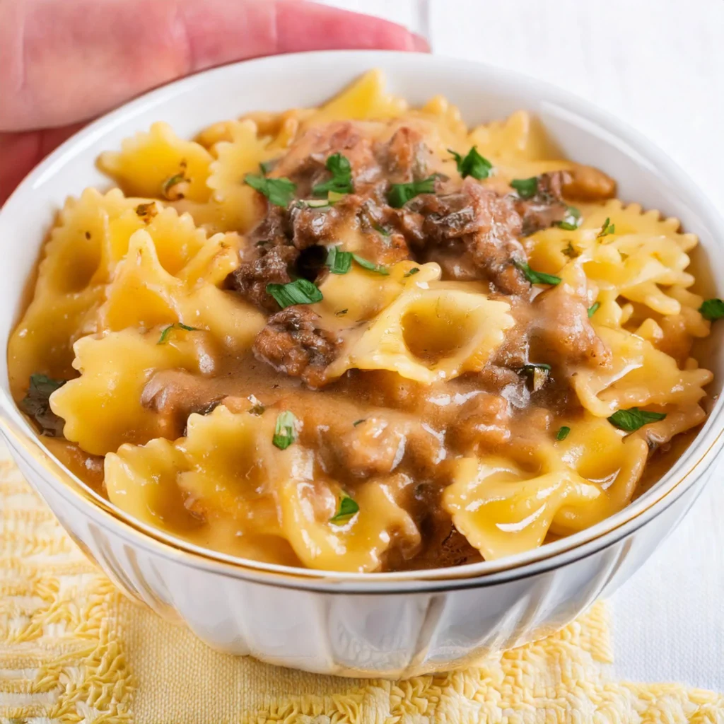 Creamy Beef and Bowtie Pasta