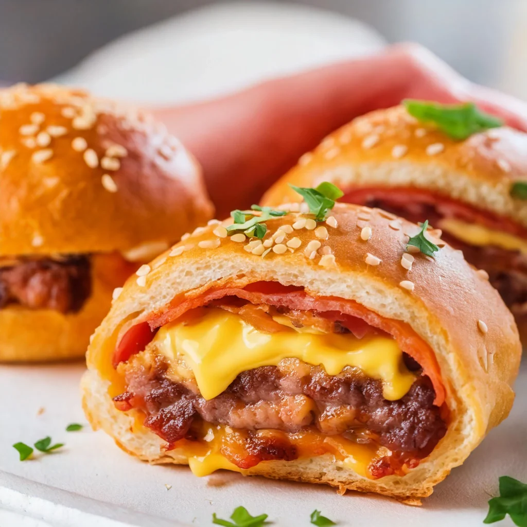 Garlic Butter Bacon Cheeseburger Roll-Ups