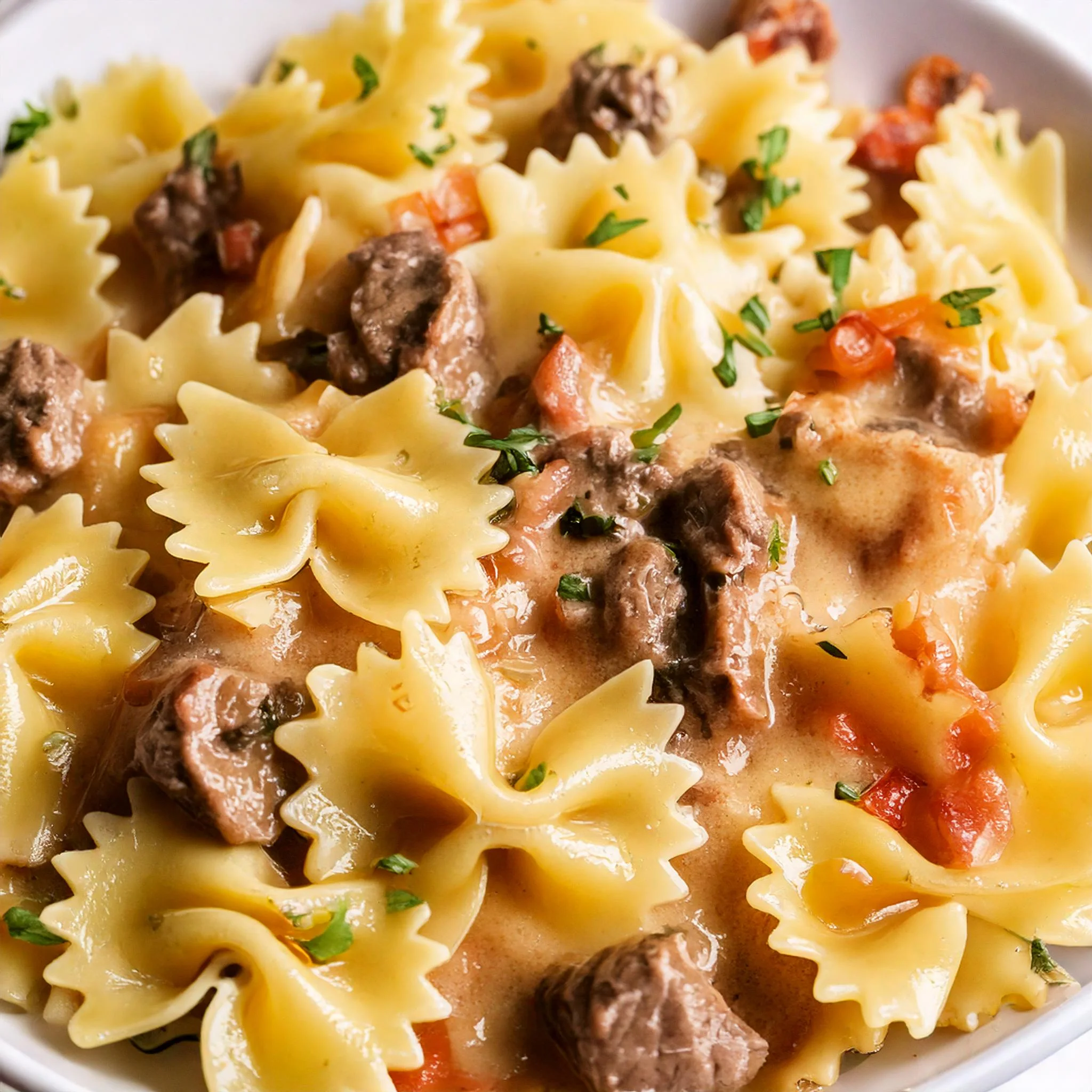 Creamy Beef and Bowtie Pasta