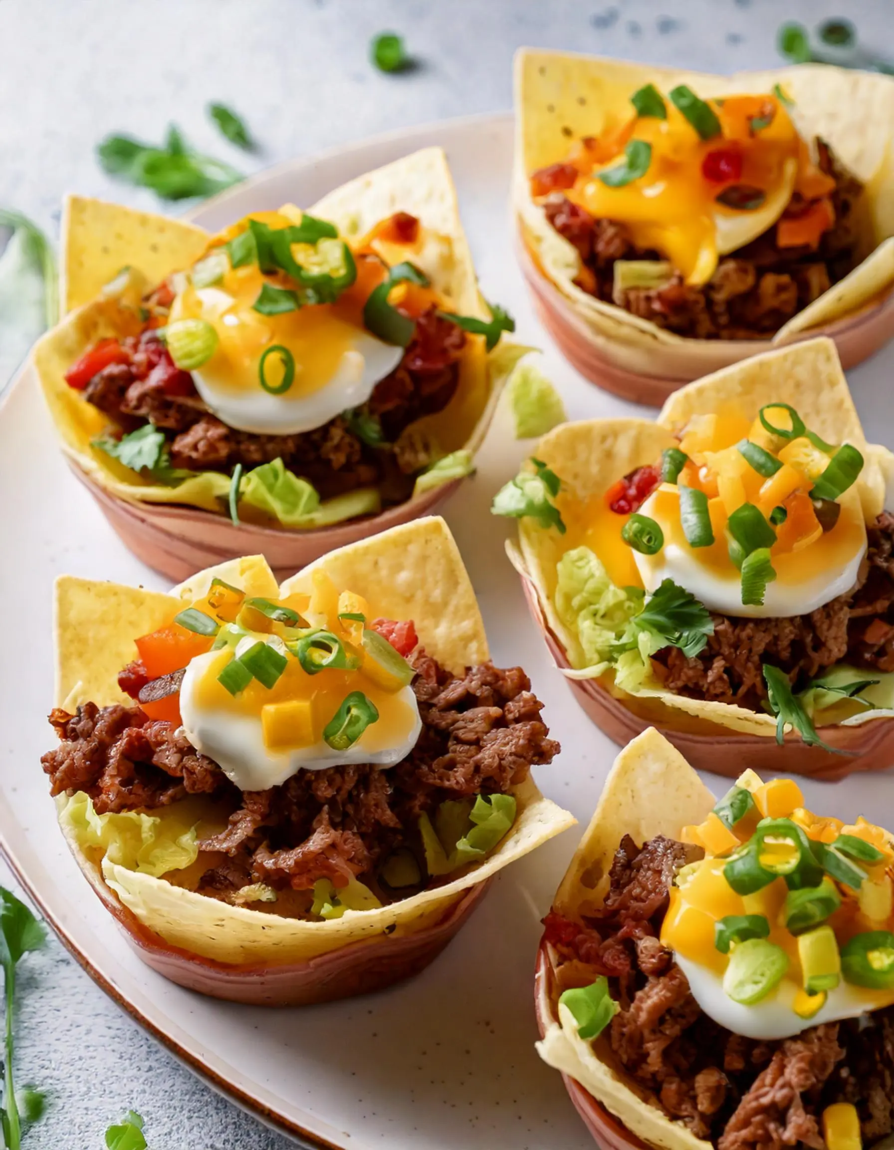 Firefly in white kitchen white table Taco Cups with Beef and Cheese 51131