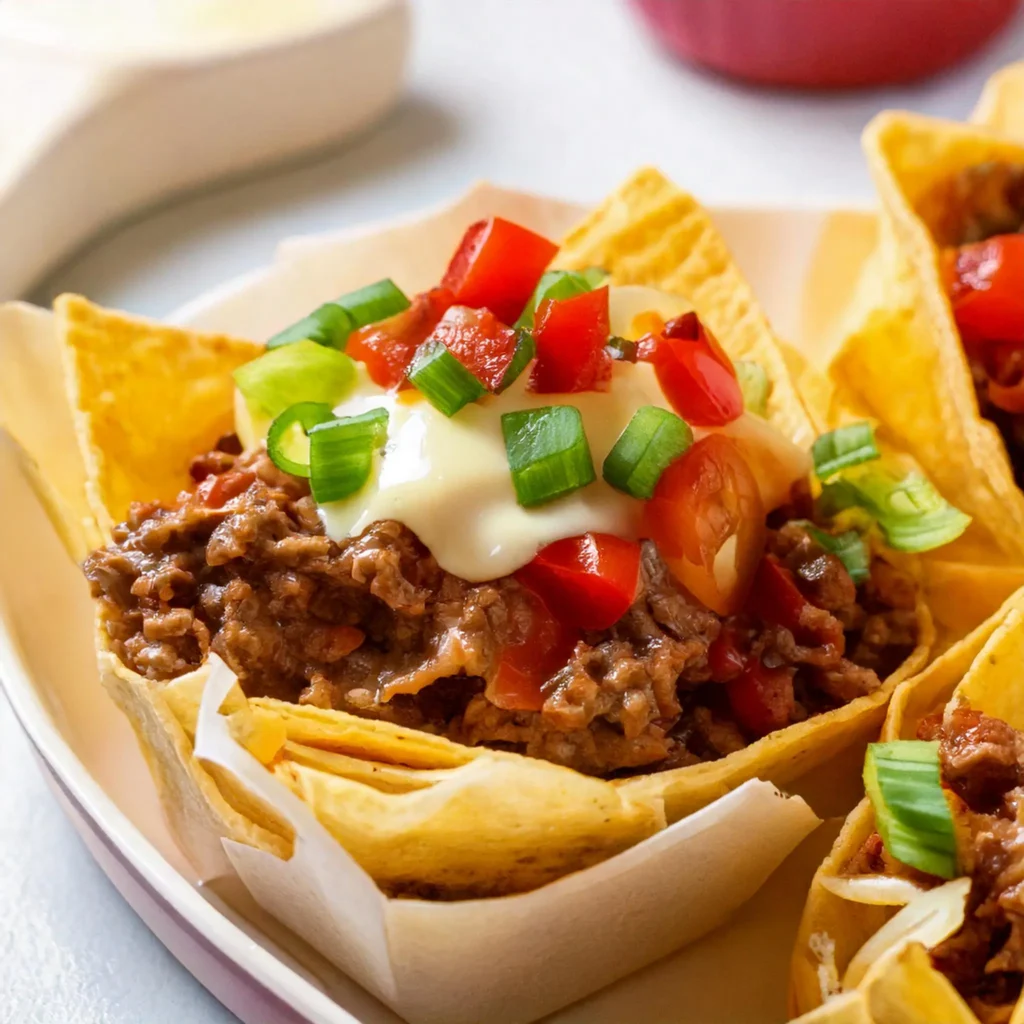 Firefly in white kitchen white table Taco Cups with Beef and Cheese picture from above 81575