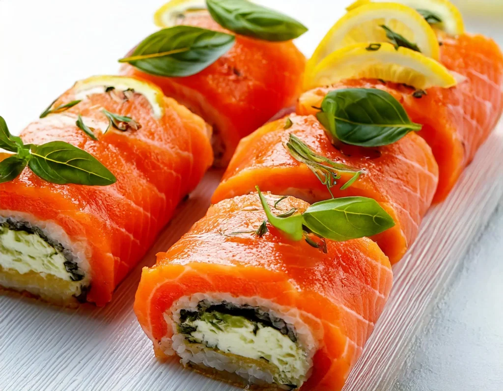 lemon basil salmon rolls