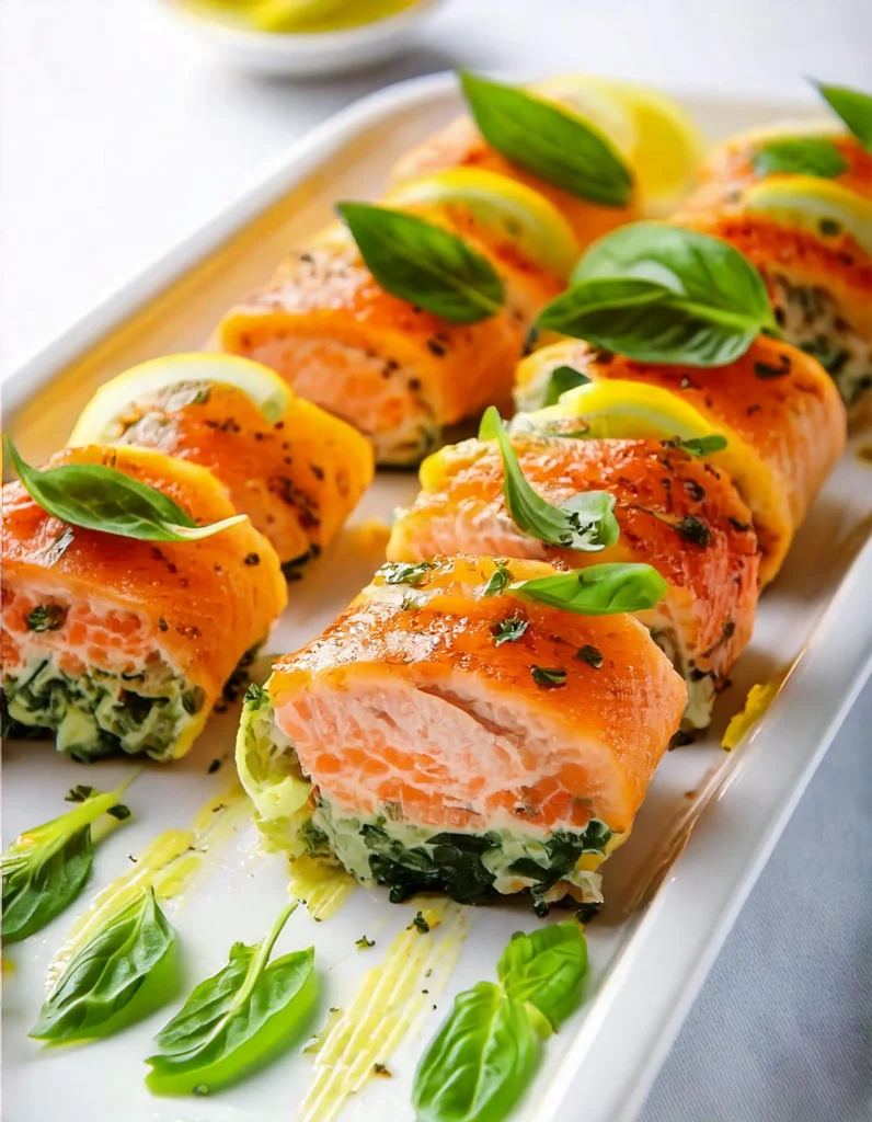 lemon basil salmon rolls