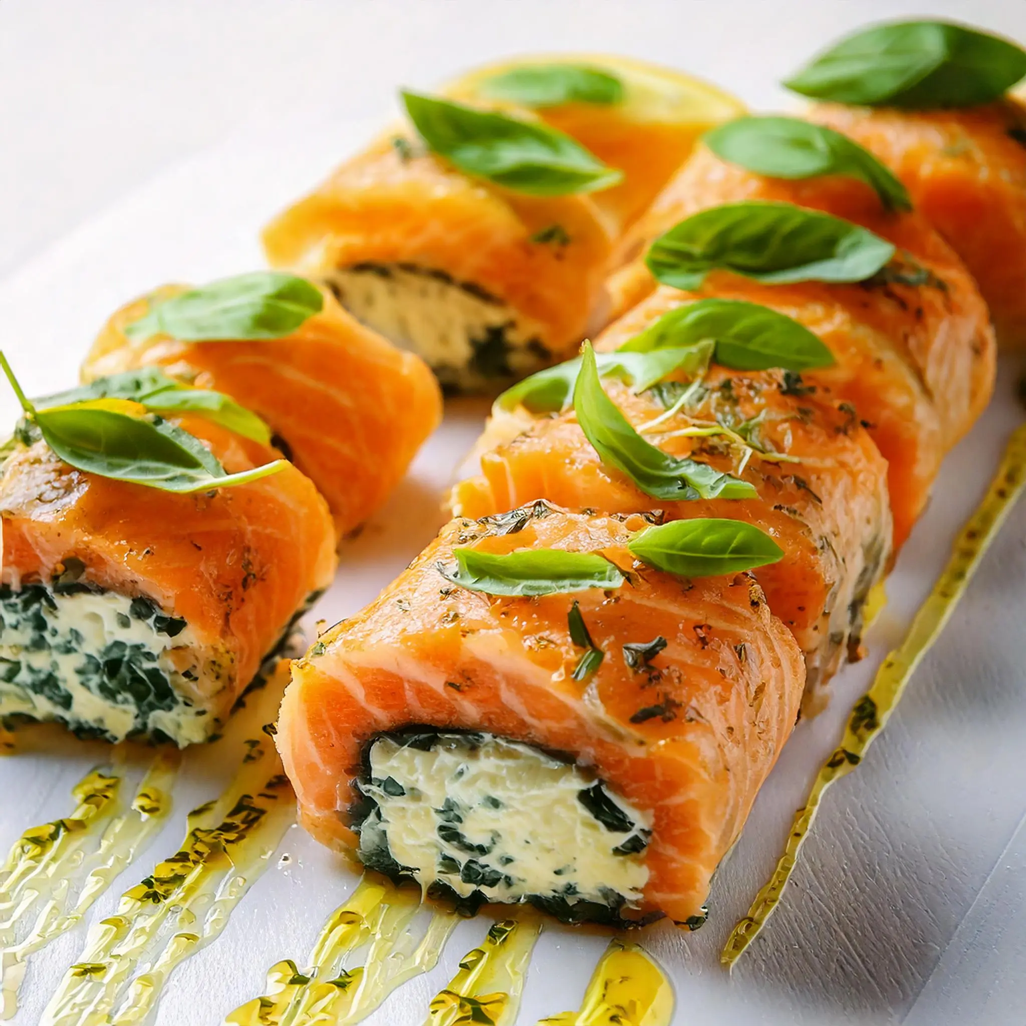 Lemon Basil Salmon Rolls